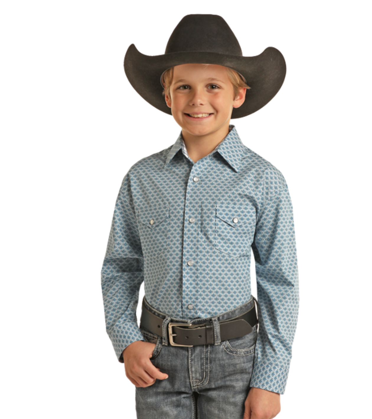 Lbl10 white stretch boys blouse main image 1