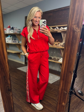 Jersey Pullover Top and Wide Leg Pant Set