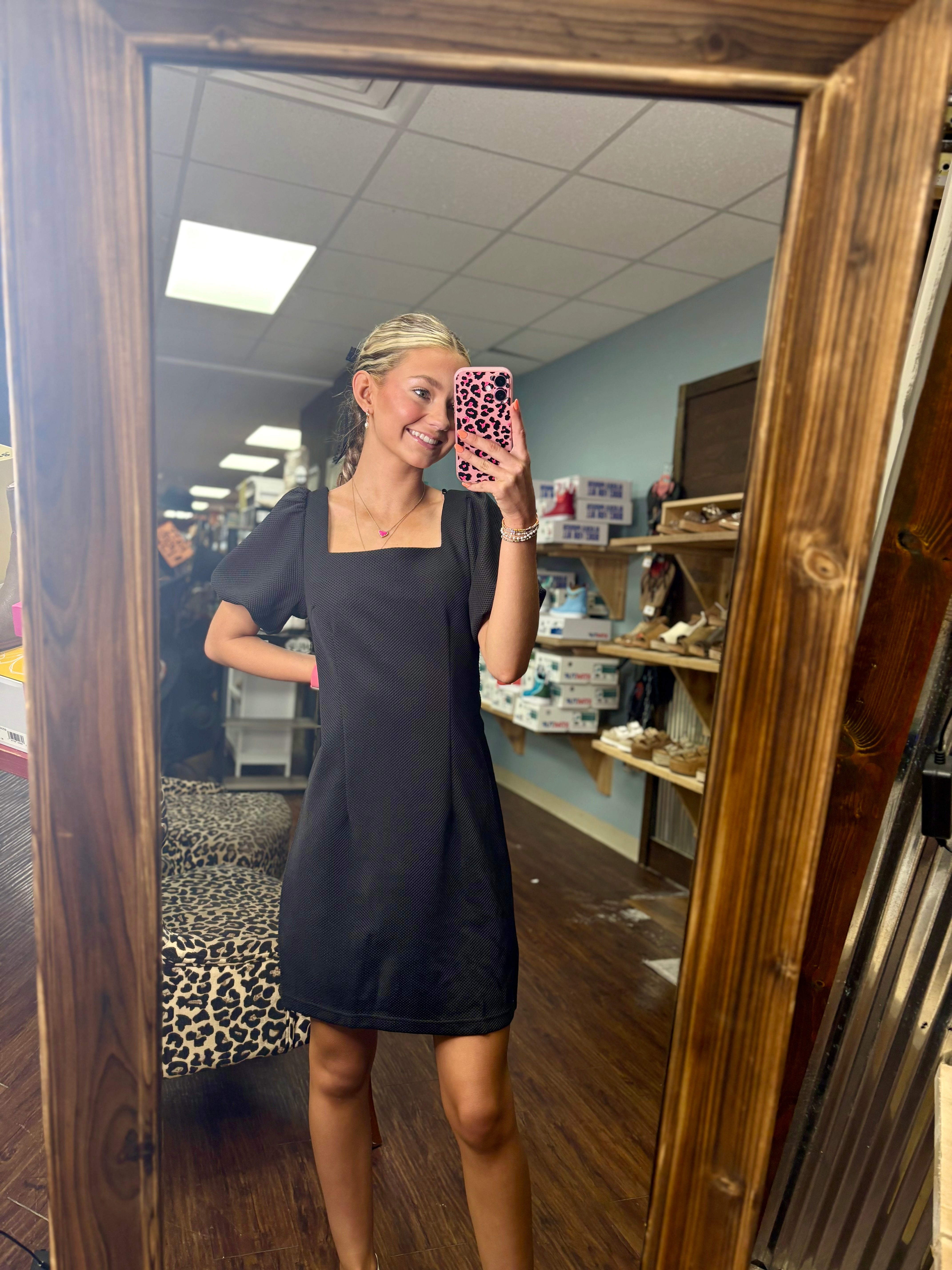 Puff Sleeve Knit Dress Medium / Black Puff Sleeve Knit Dress Medium / Black