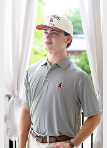 MS State Outline Stripe Polo