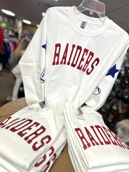 "Raiders" Football Sleeve Glitter Sweatshirt