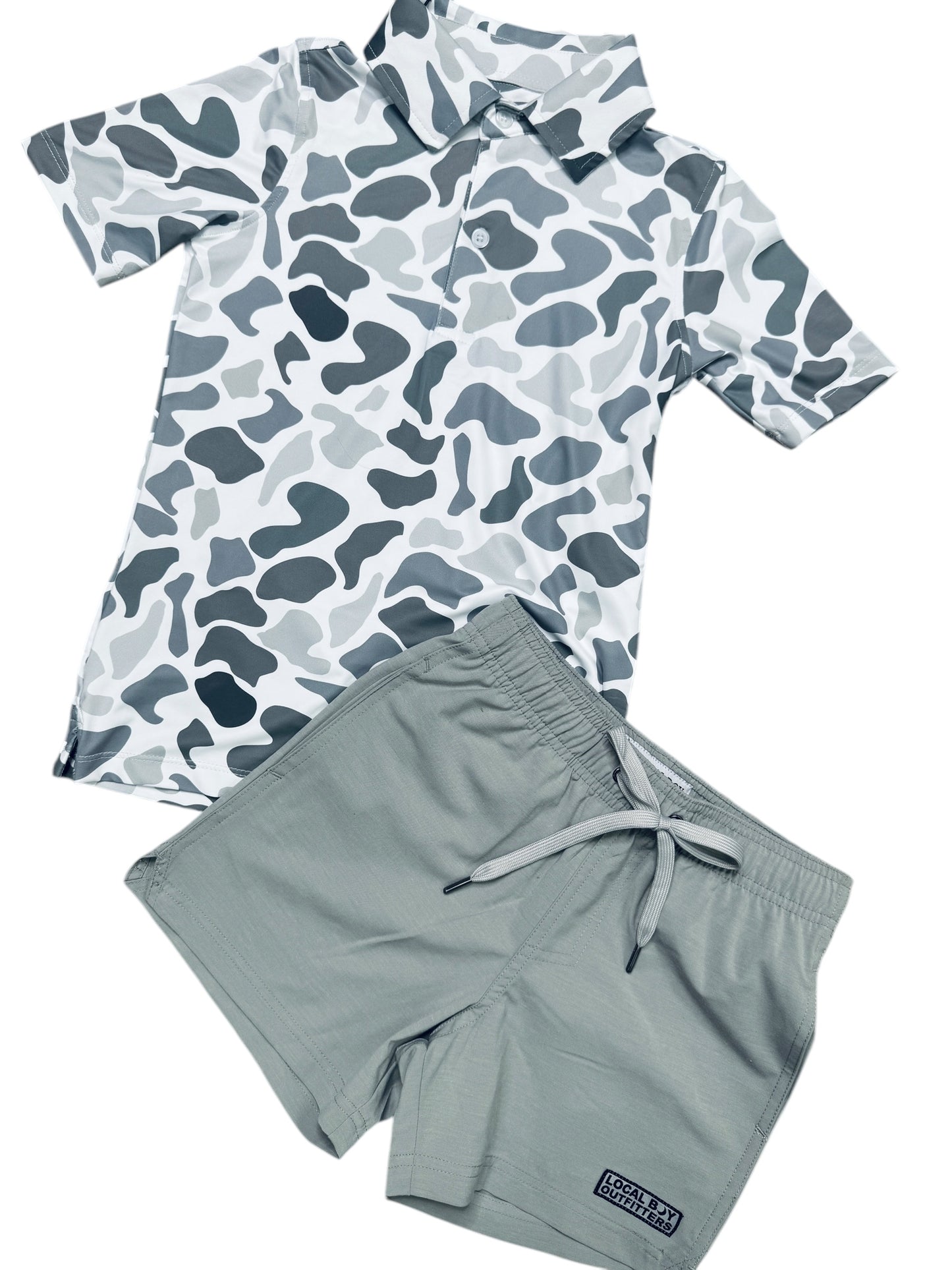 Boy's Grey Camo Performance Polo