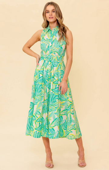 Stylish Green Printed Dress