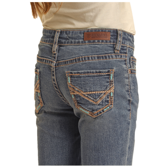 Girls Petal Stitch Midrise Jeans