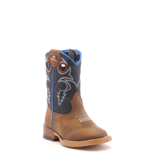 Twister Toddler Ben Baby Bucker Brown and Navy Square Toe Cowboy Boots