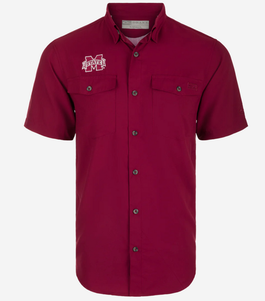 Drake Mississippi State Frat Dobby Solid Short Sleeve Shirt