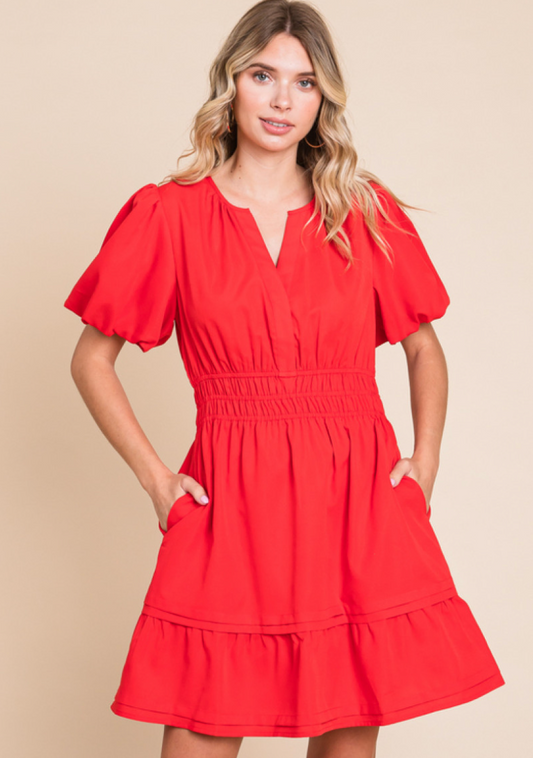 A Touch Of Elegance Puff Sleeve Dress