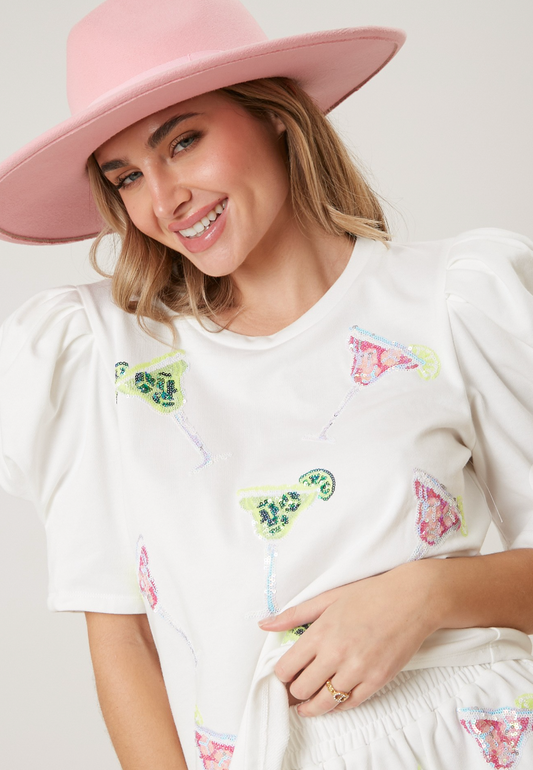 Martini Sequin Embroidery Top