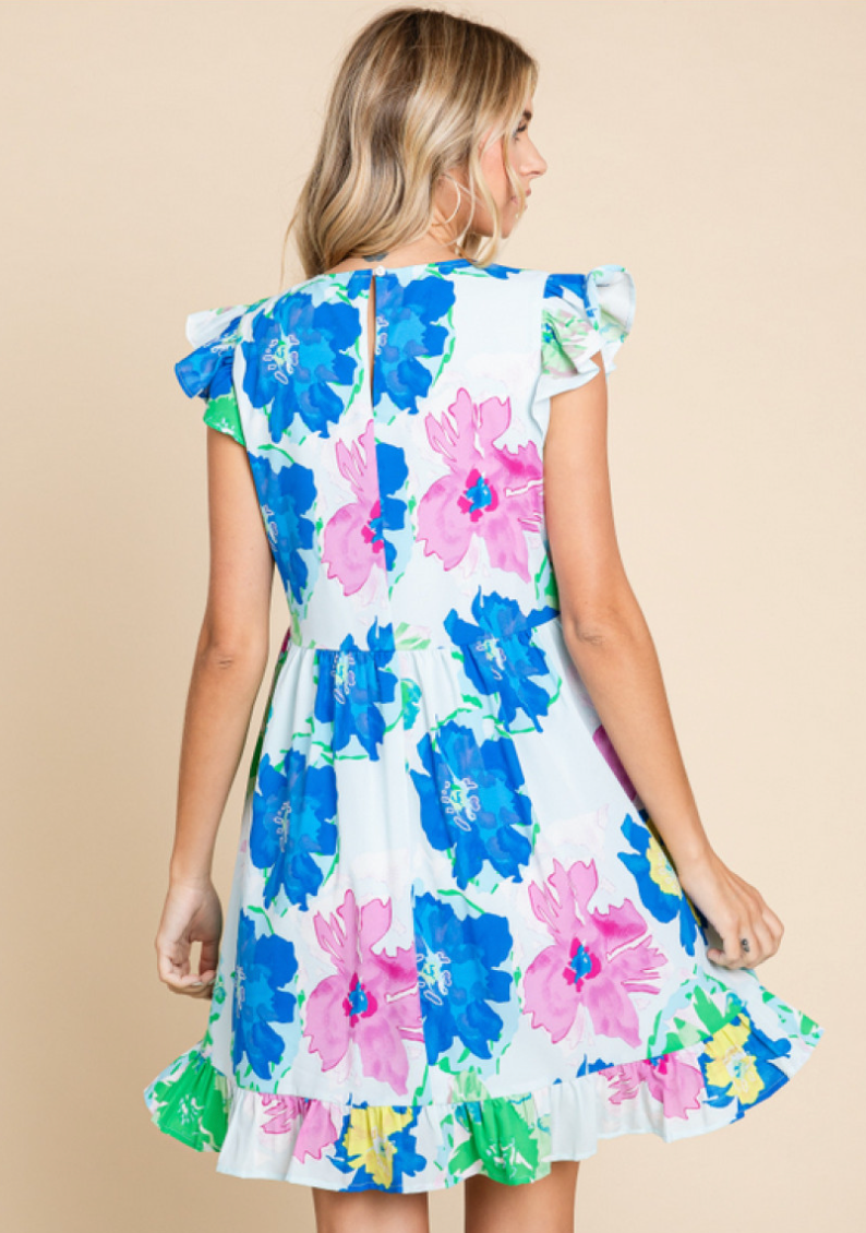 Charming V-Neck Flower Print Dress