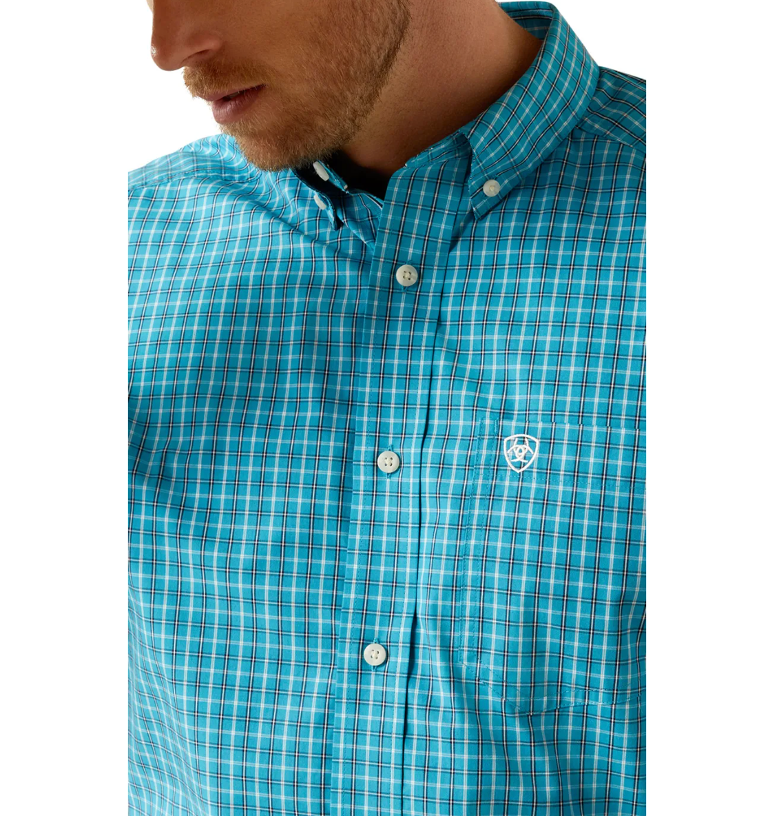 Ariat Pro Series Men's Journey Turquoise Plaid Western Shirt