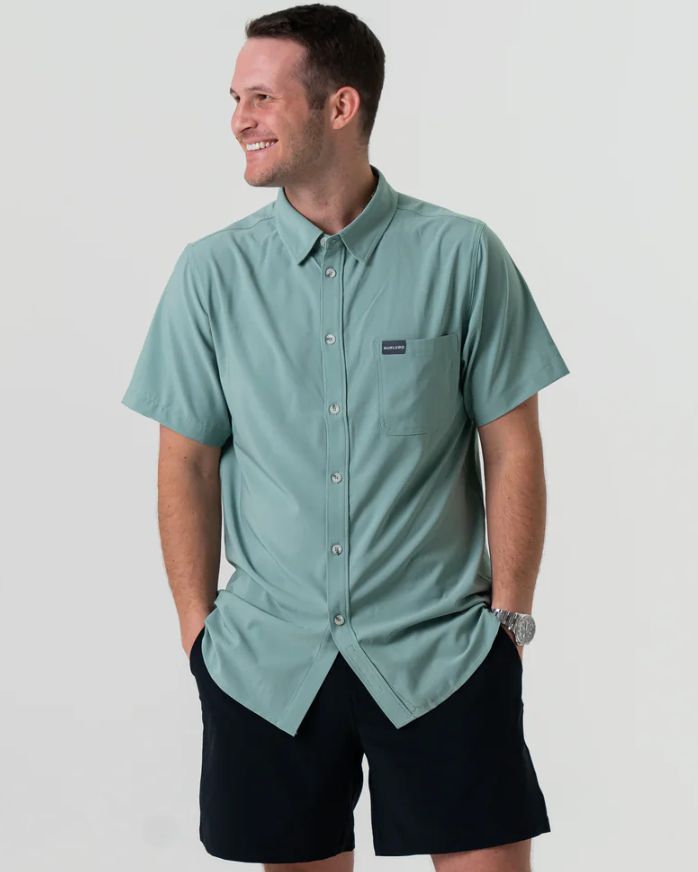 Performance Button Up - Ocean Swell