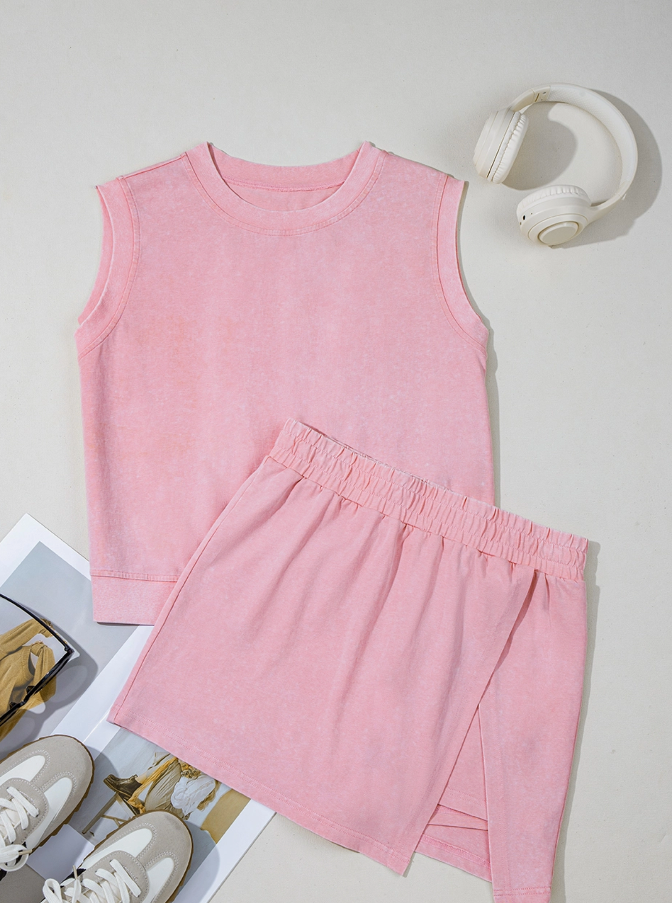 Mineral Washed Top and Skort Set