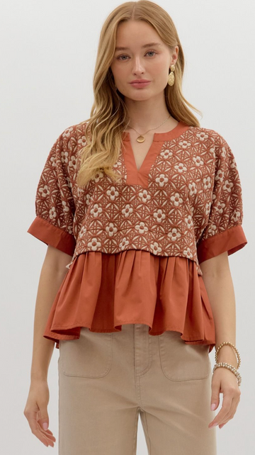 Floral Jacquard Top