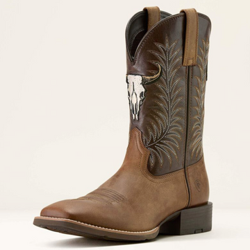 Sport Steer Skull Wide Square Toe Cowboy Boot #10064053