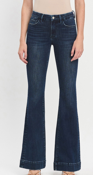 Mid Rise Full Length Flare Jeans