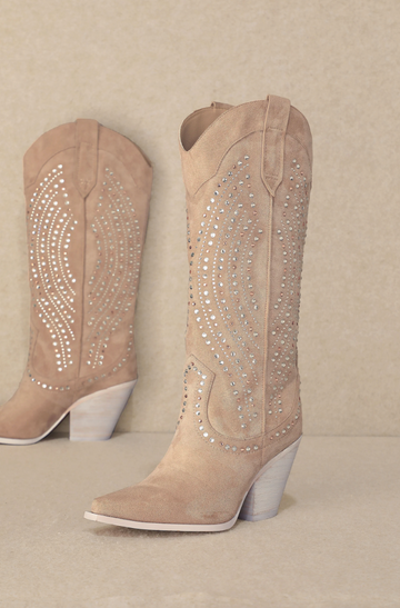 NANA Rhinestone Western Pointed Toe Boots