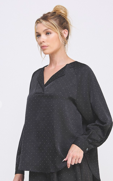 Embellished Crinkle Satin Blouse