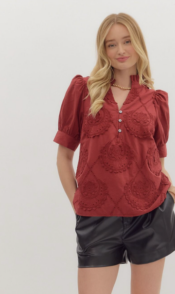 Chic Appliqué Detail Blouse
