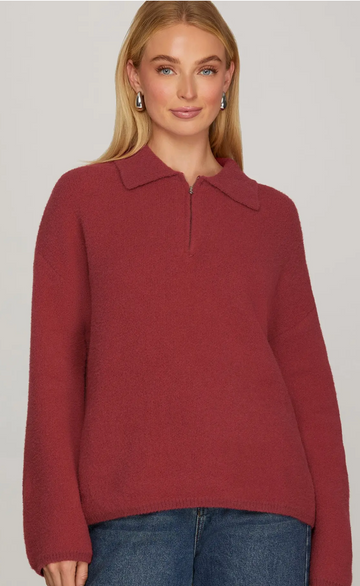 Ravishing Wine Fuzzy Sweater