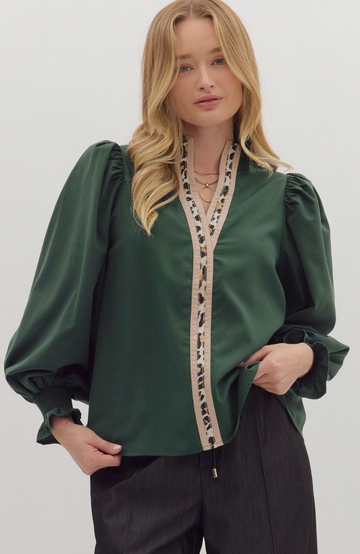 Wild Contrast Smocked Blouse