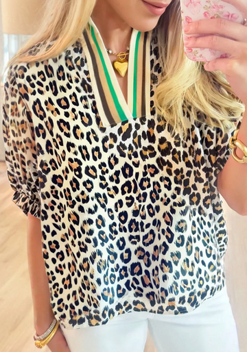 Chic Safari V-Neck Blouse