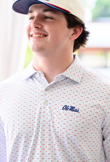 Ole Miss Script Team Dot Polo