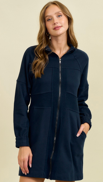 French Terry Navy Dress