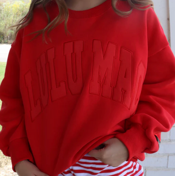 Lulu Mac Monochromatic Embroidered Sweatshirt | Red
