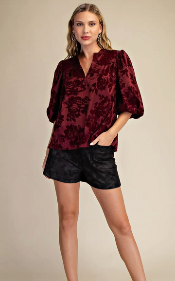 Elegant Velvet Floral Top