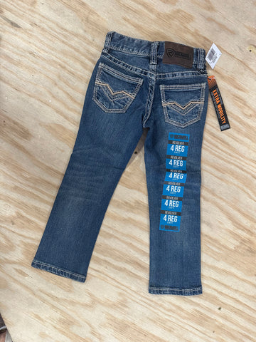 Boys Ivory Leather EMB Revolver Jeans