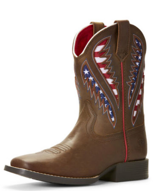 Ariat -  Kid's Quickdraw VentTEK American Flag Western Boots - #10027304