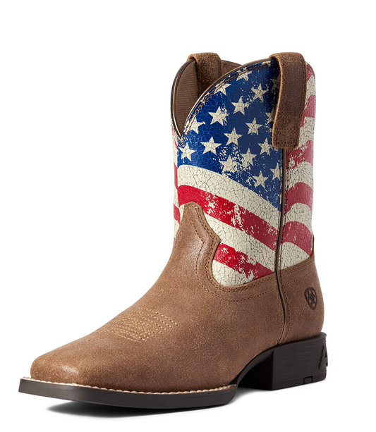 Ariat - 10038441-  Youth Stars and Stripes Western Boot- Brown