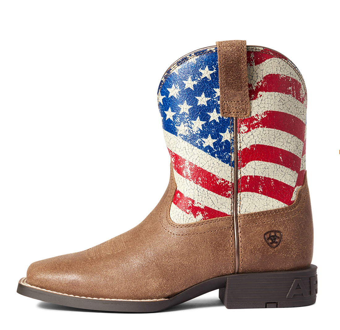 Ariat - 10038441-  Youth Stars and Stripes Western Boot- Brown