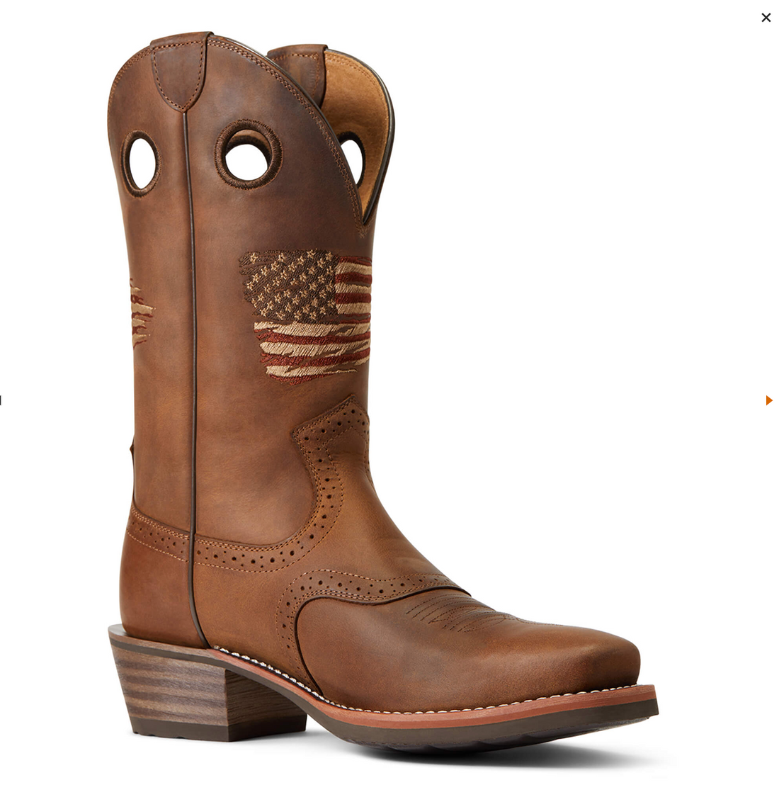 Ariat - 10040348- Men's Roughstock Patriot Western Boot- DISTRESSED BROWN