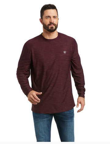 Ariat- 10041001- Men's Charger Logo L/S T-Shirt- Malbec Heather