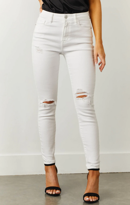 Cello High Rise Distress Ankle Skinny