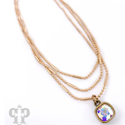 Gold 3 Strand Drop Necklace