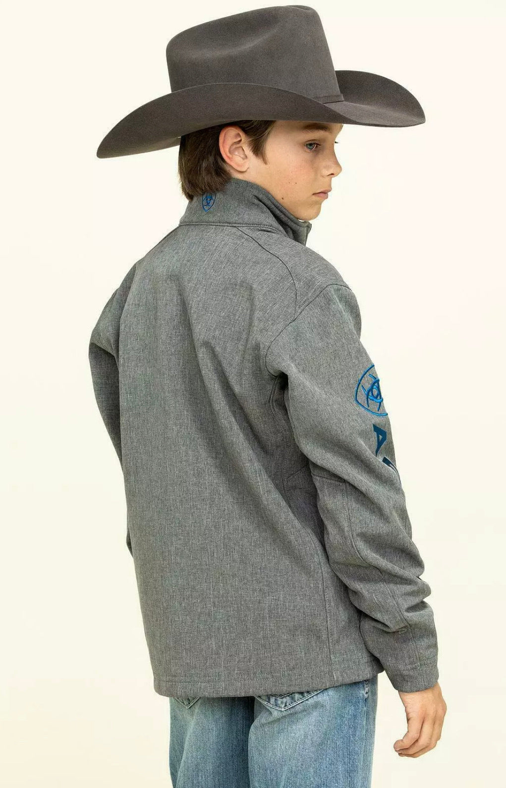 Ariat - Boy's Logo 2.0 Softshell Charcoal & Cobalt Jacket - #10033206