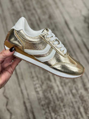 Corky's | Kickoff | Gold Crinkle Metallic Sneaker