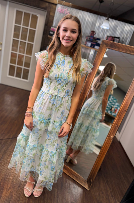 Smocked Floral Maxi Dress