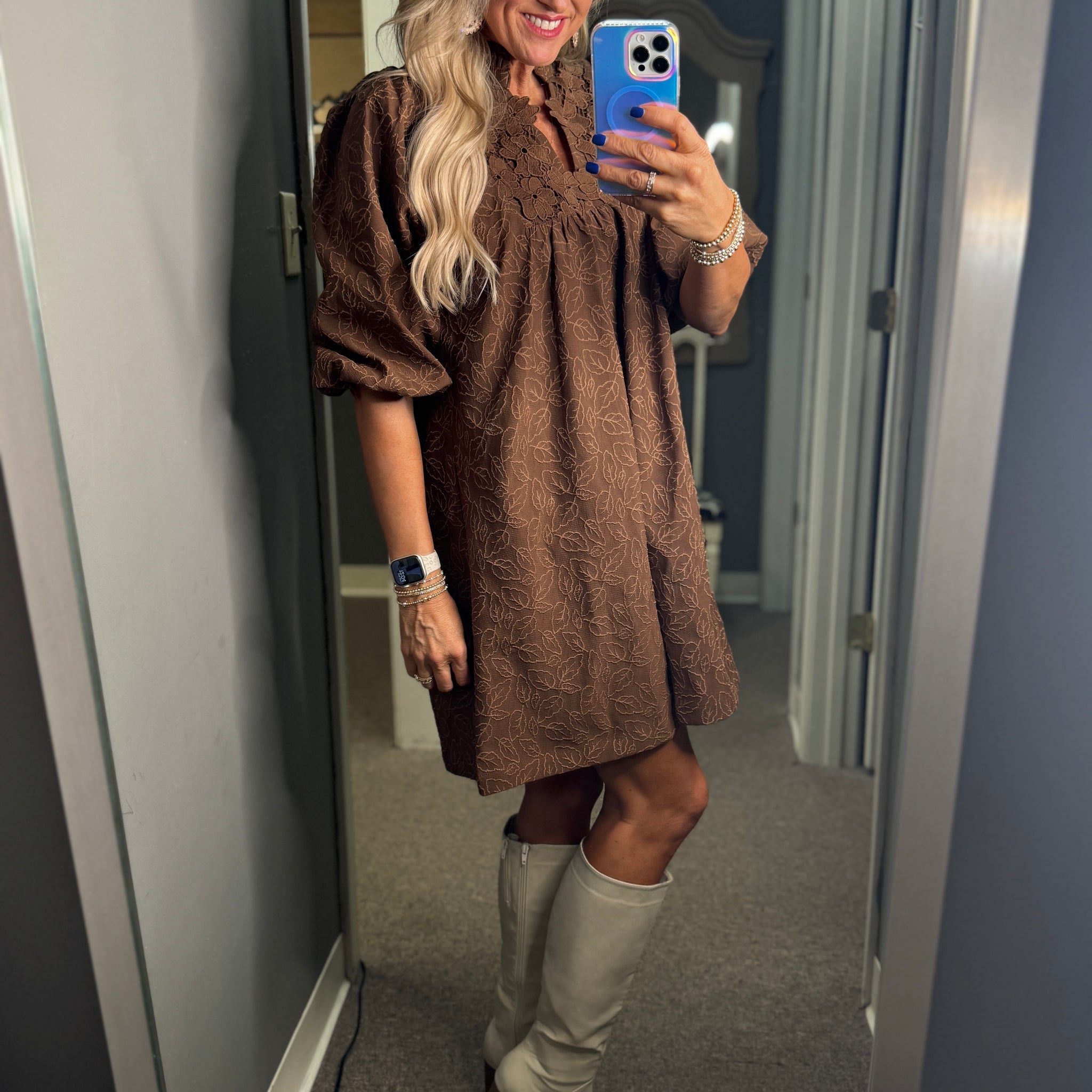 Enchanted Floral Jacquard Lace Dress