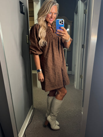 Enchanted Floral Jacquard Lace Dress