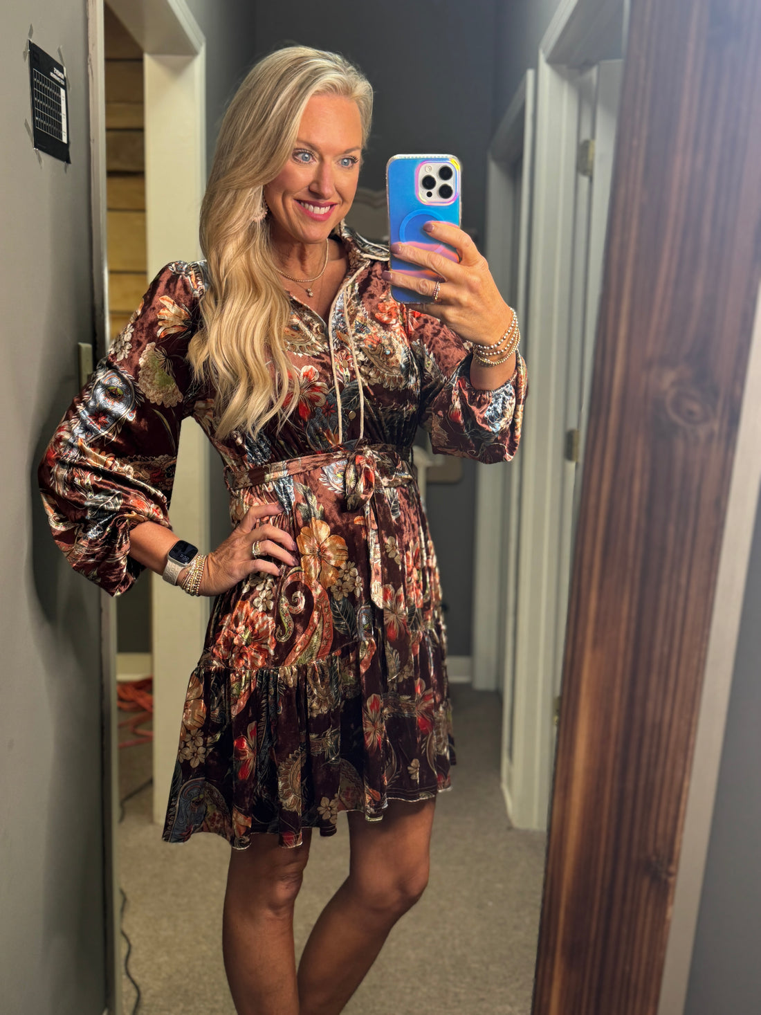 Paisley Floral Velvet Dress