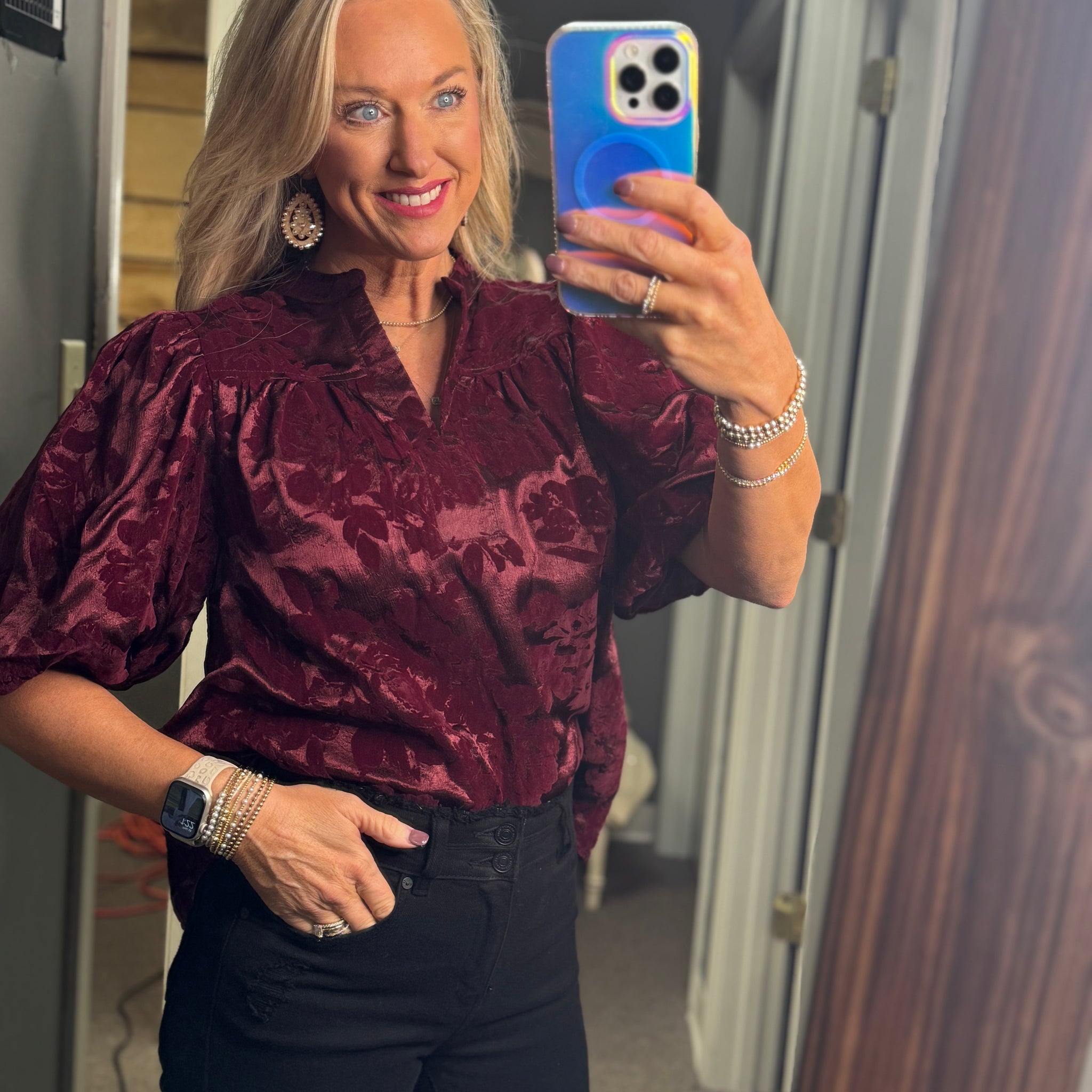 Elegant Velvet Floral Top