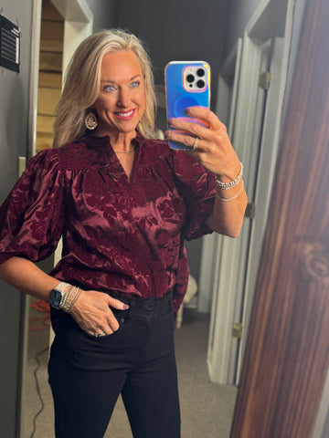 Elegant Velvet Floral Top