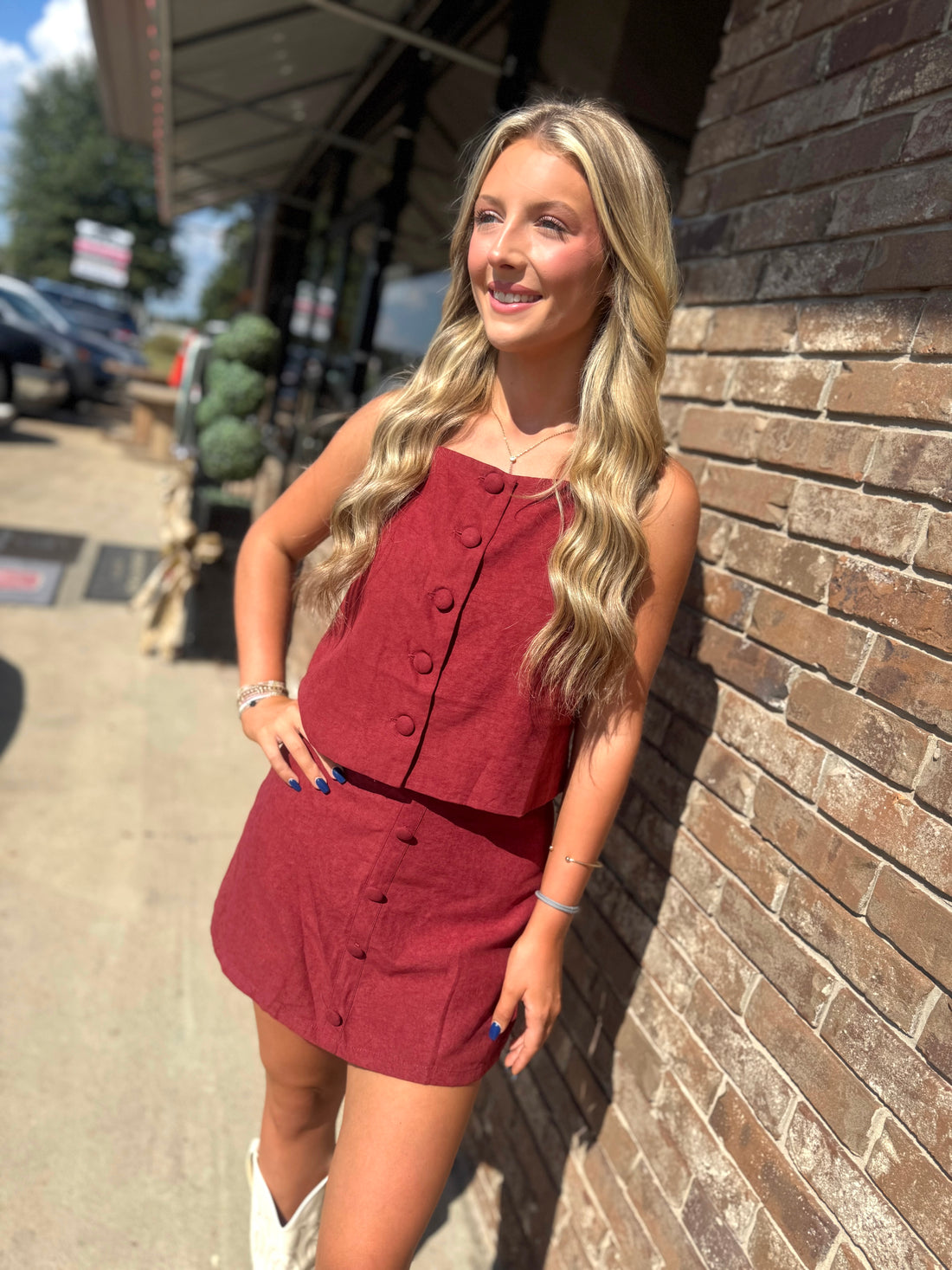Game Day Suede Button Down Skort Set