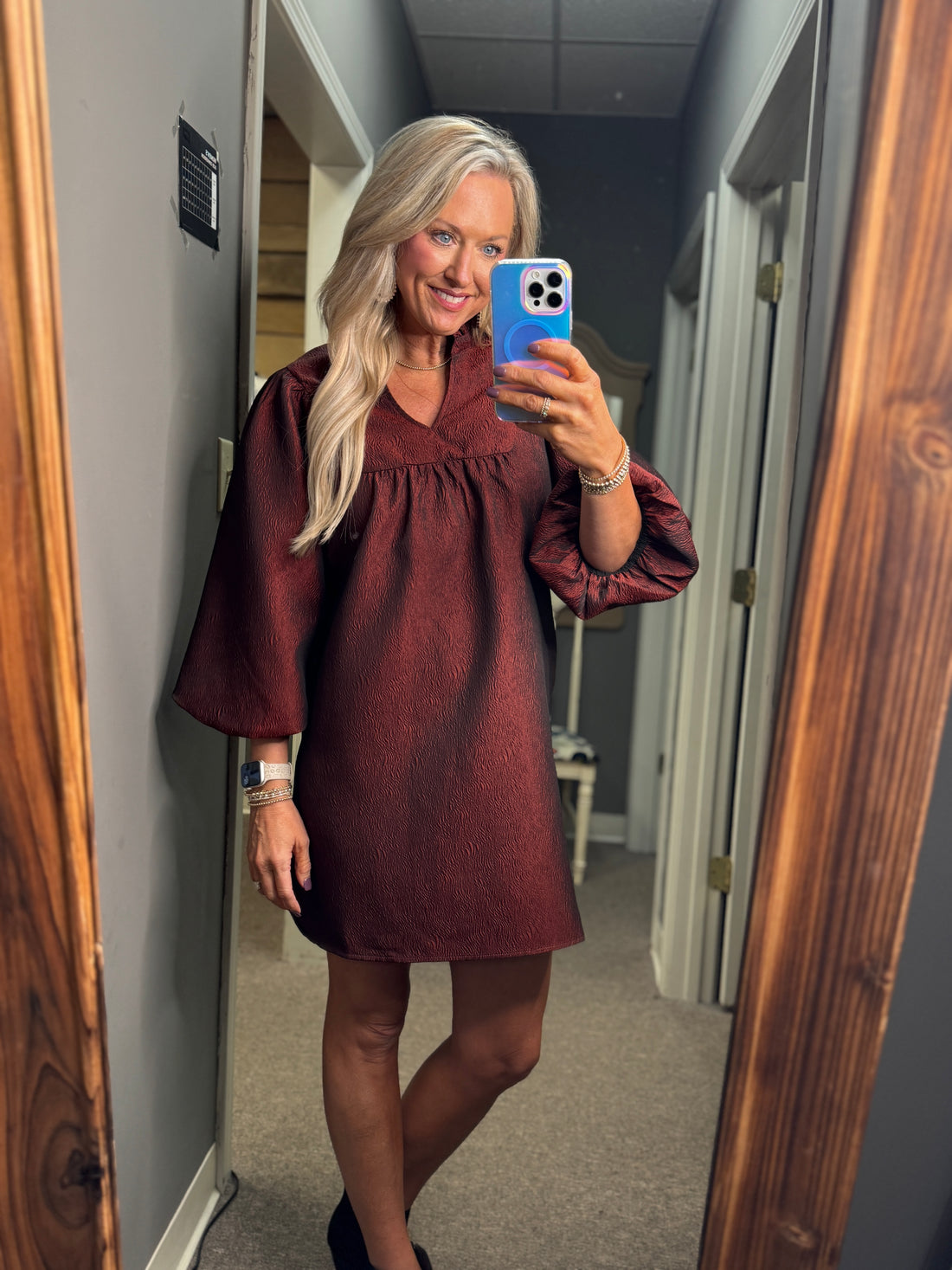 Elegant Textured Babydoll Dress