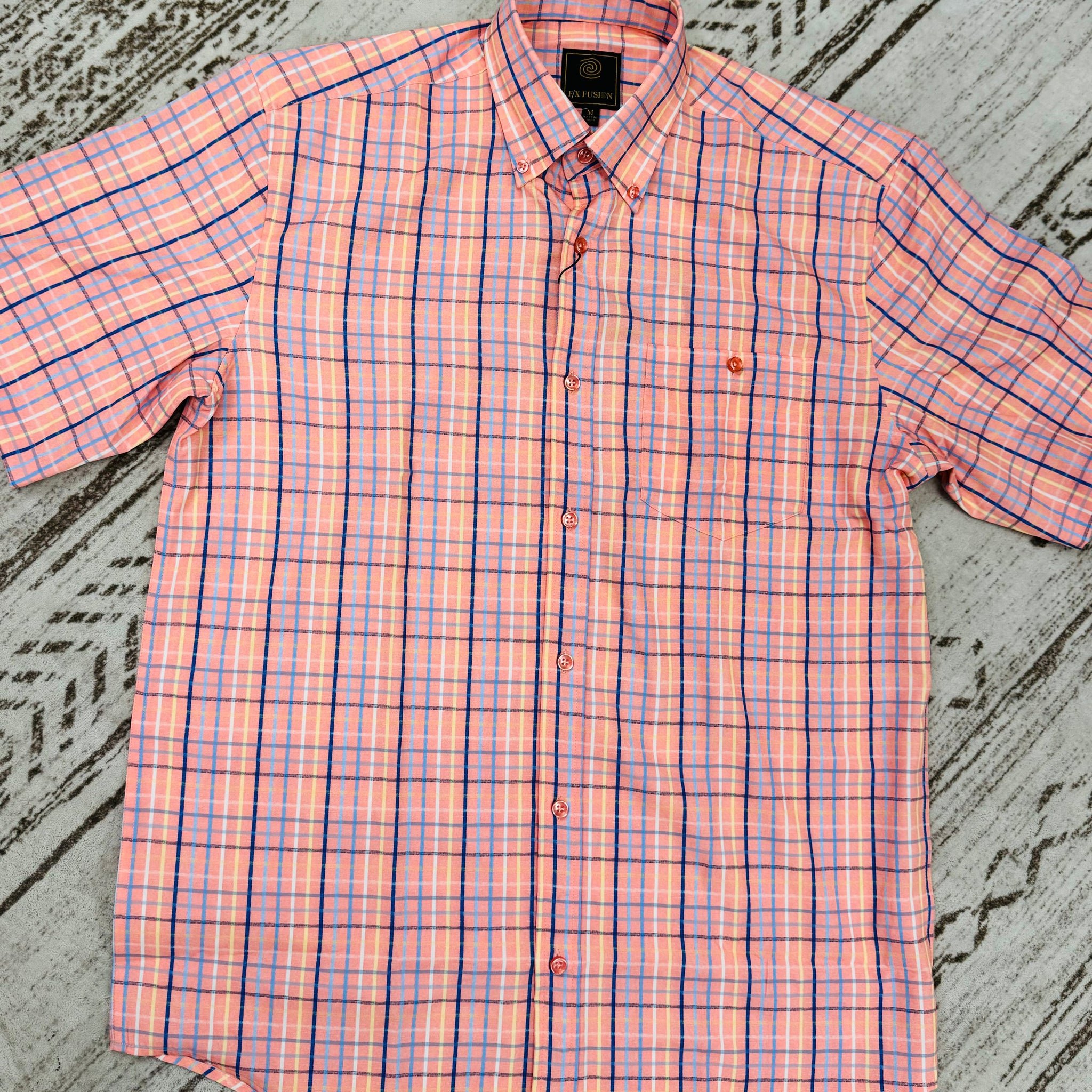 FX Fusion Windowpane Slab S/S Button Down Shirt