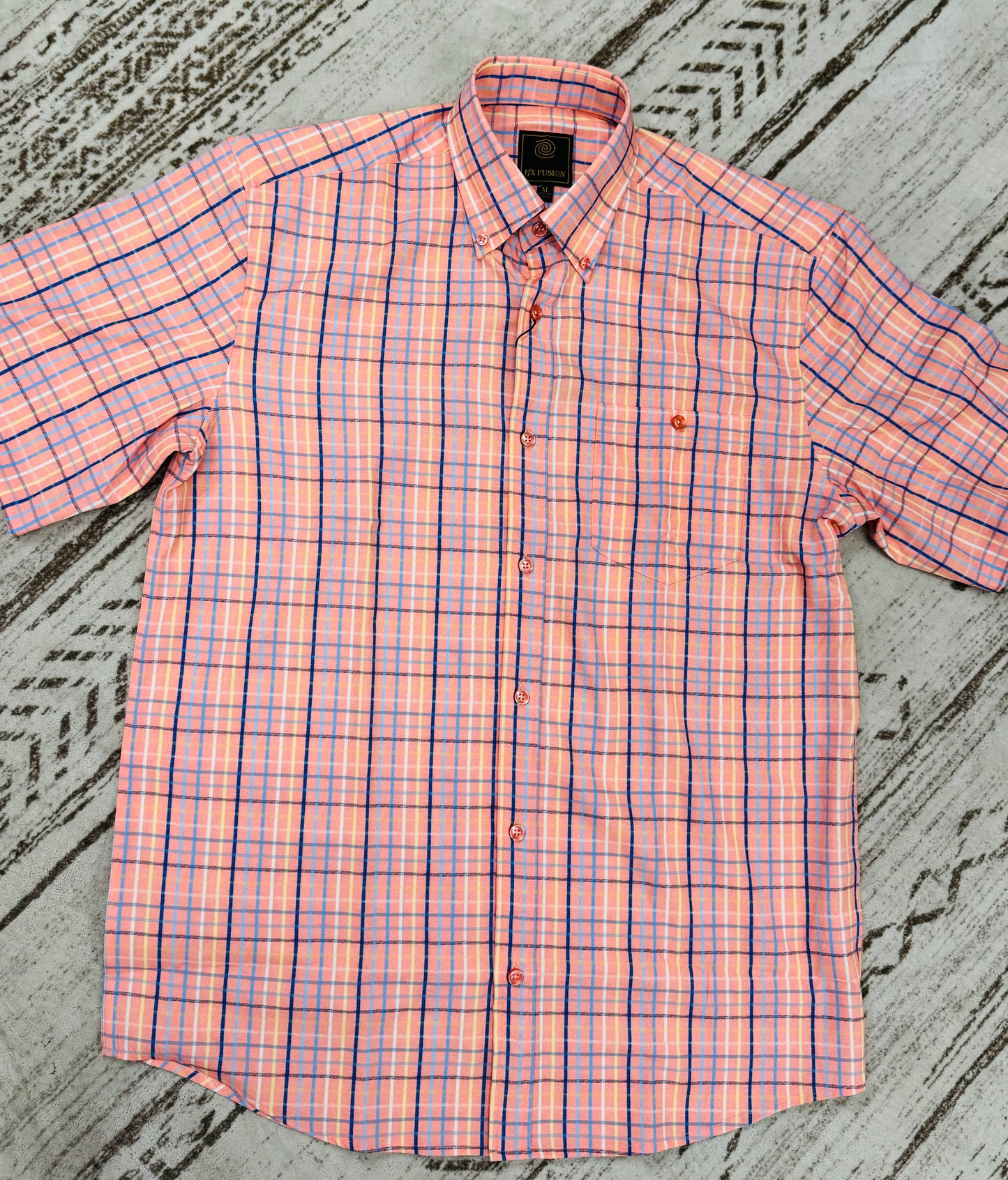 FX Fusion Windowpane Slab S/S Button Down Shirt