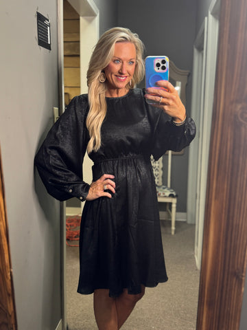 Metallic Black Foil Dress